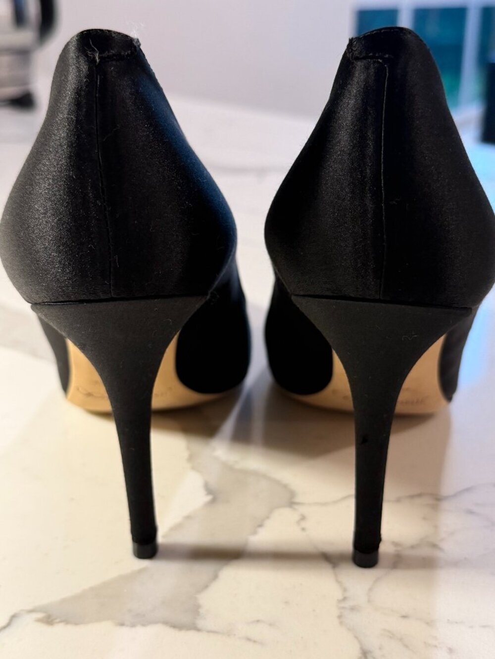Jimmy Choo Romy Black Satin Crystal Jewel Brooch Pumps - IT 38 - Picture 6 of 6